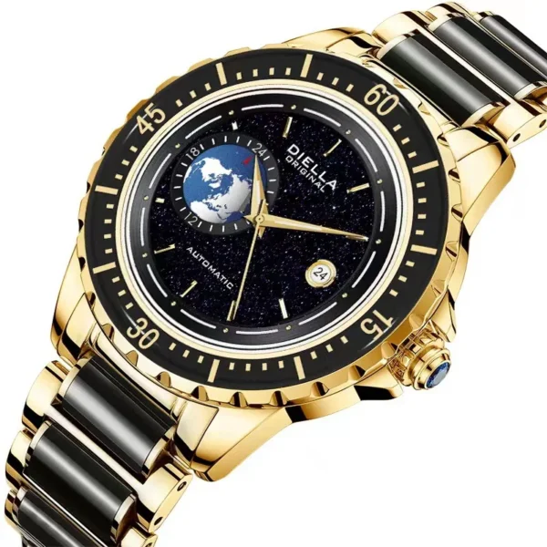 DIELLA Original Emerald Jade 3D Earth Automatic 24-Hour Calendar Watch 1