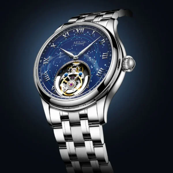 100% Original Star Sky Tourbillon Skeleton Real Sapphire Luxury Watch 1