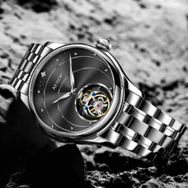 AESOP Luxury Skeleton Tourbillon Diamond Manual Sapphire Watch 2