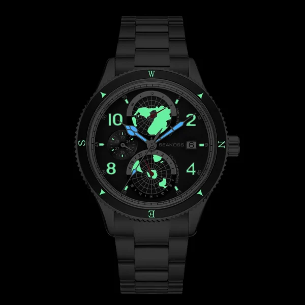SEAKOSS Dual Earth 100 m Diver Automatic 24h Calendar Watch 2