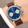 RED STAR Vintage Mens Chronograph Hand Winding Watch 1963 Seagull Movement Acrylic/Sapphire Deep Blue Pilot Clock with Gooseneck 6