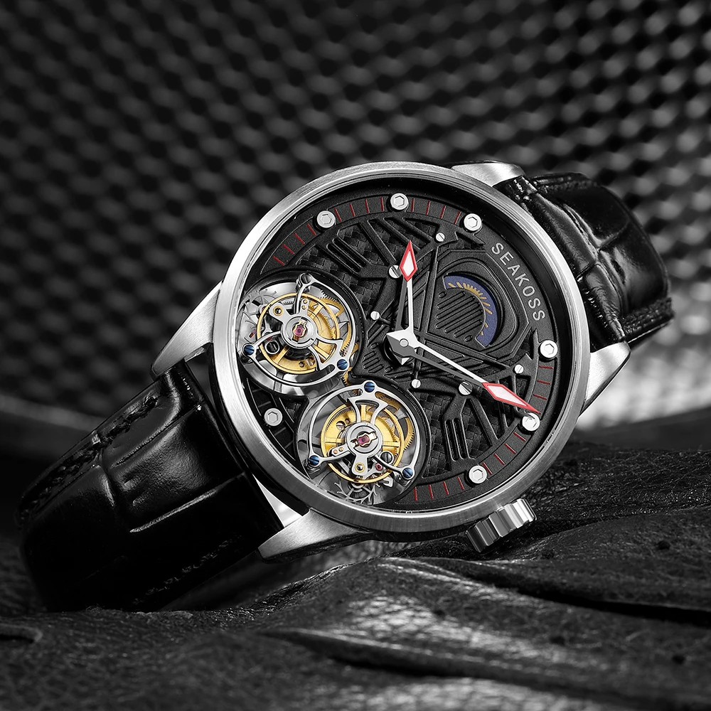 2024 Luminous Double Tourbillon Skeleton 1963 Pilot Sapphire Watch 4