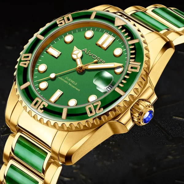Hetian High-End Jade Automatic Super Luminous 5ATM Jewelry Watch 1