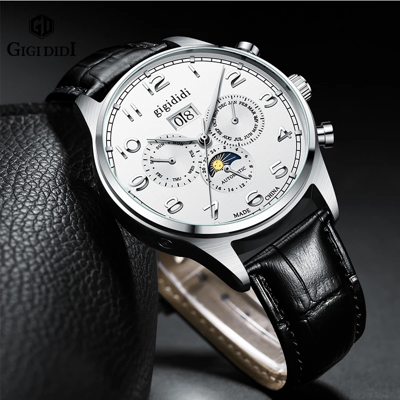 Gigididi Automatic Moonphase Calendar Watch 24h Seagull ST1661 4