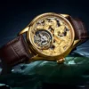 Gold Zodiac Horse Full Skeleton Luxury Tourbillon Sapphire Watch 4