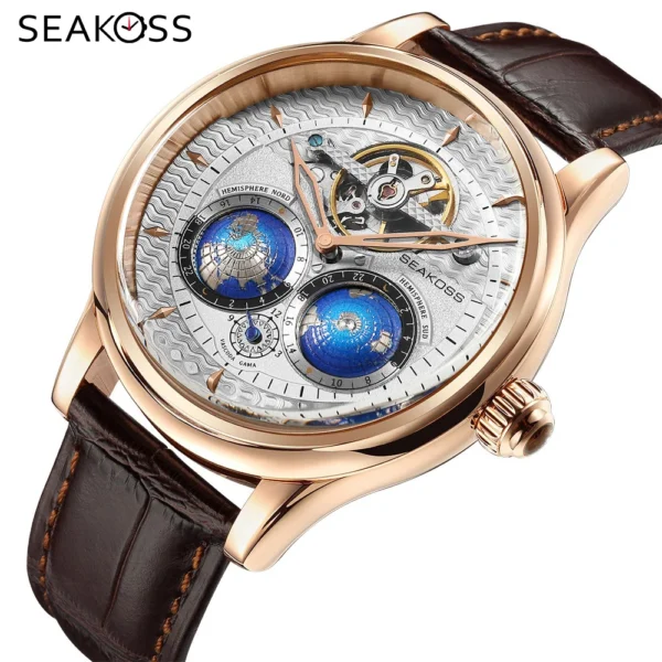 SEAKOSS 1963 Signature Dual Earth Rotating Pilot Automatic Watch 1