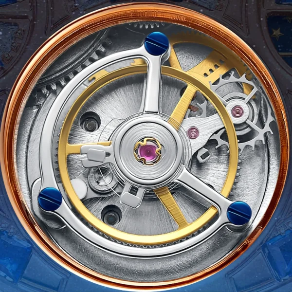 TIELBO Luxury Crystal Automatic Flying Tourbillon Brilliant Moon Phase Watch 2