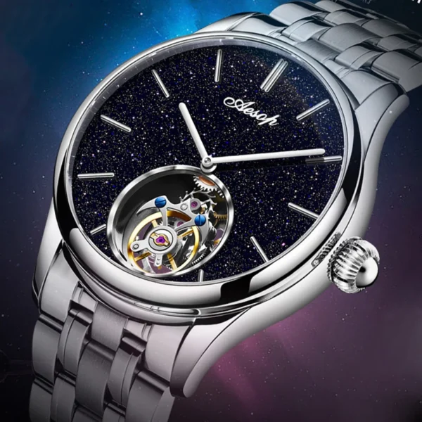 AESOP 100% Real Diamond Flying Tourbillon Skeleton Luxury Sapphire Watch 1
