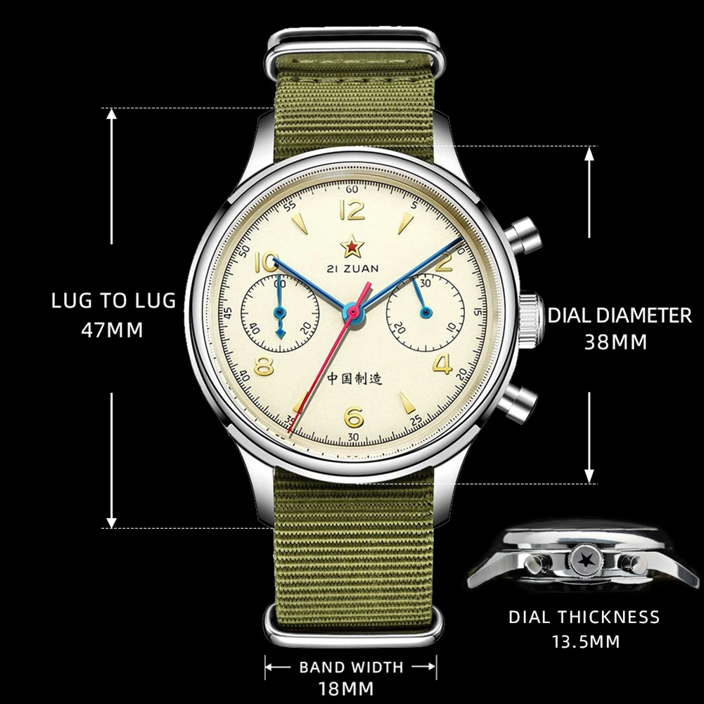 Red Star 1963 Pilot Chronograph 38mm ST1901 Sapphire 5
