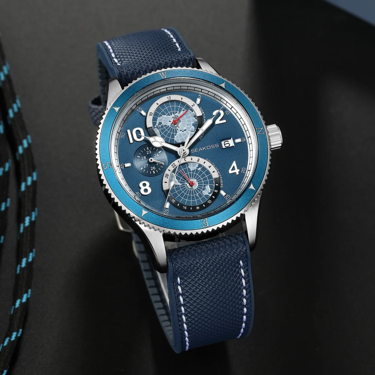 SEAKOSS Men's 100m Diver Auto 24-Hour Luminous Sapphire 6