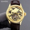 Luxury Gold Tourbillon Skeleton Top Brand Luminous Watch 3