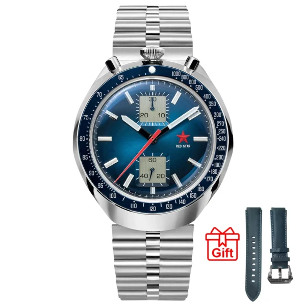 Red Star 1963 Original Bullhead Pilot Chronograph ST19 Super Luminous 1