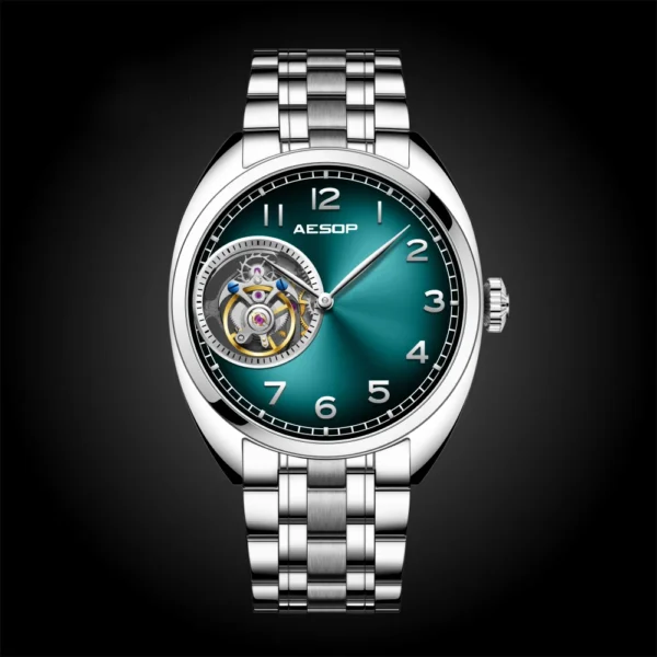 AESOP Real Luxury Tourbillon Skeleton Sapphire Aurora Dial 1