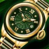 DIELLA Fashion Jade Automatic Luminous Calendar Genuine Gold Jade Watch 1