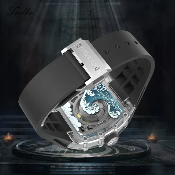 TIELBO Crystal Skeleton Automatic Sapphire Diamond Luminous Watch 2