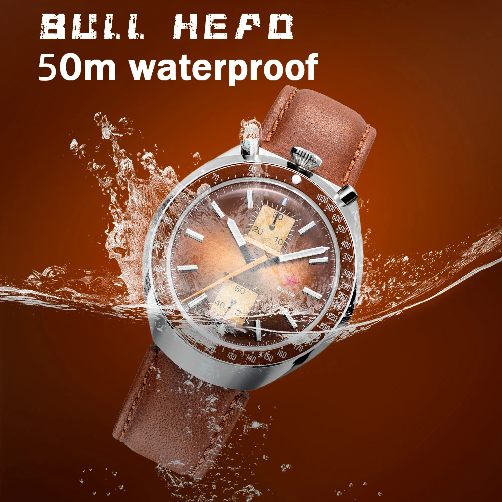 Red Star 1963 Bullhead Chronograph 42mm ST1901 Luminous 5