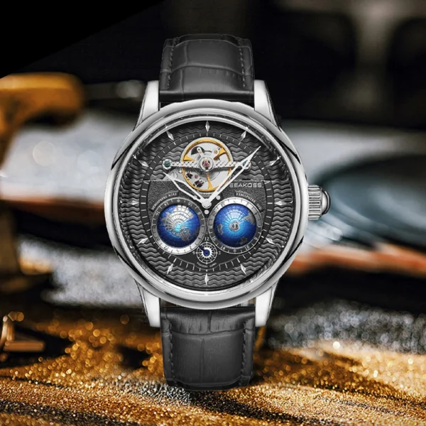 SEAKOSS 1963 Dual Earth 3D Rotating Pilot Automatic Signature Watch 1