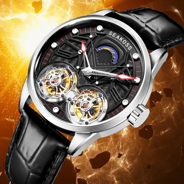 2024 Luminous Double Tourbillon Skeleton 1963 Pilot Sapphire Watch 1