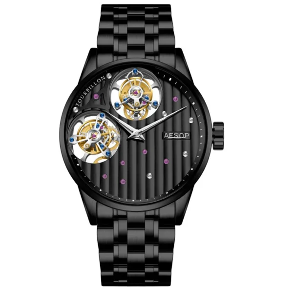 AESOP High-End Dual Tourbillon Skeleton Sapphire Waterproof Watch 2