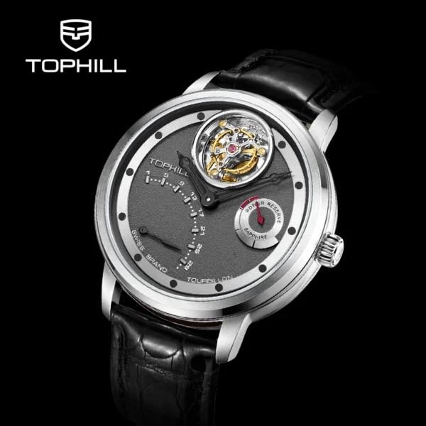 TOPHILL Luxury Automatic Tourbillon Skeleton Calendar Sapphire Watch 1