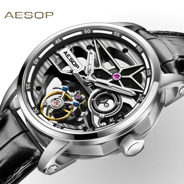 AESOP Flywheel Tourbillon Skeleton Manual Sapphire Luminous Watch 1