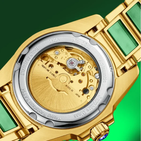 Aviasee Hetian Fashion Biyu Jade Automatic Calendar Luminous Sapphire Watch 2