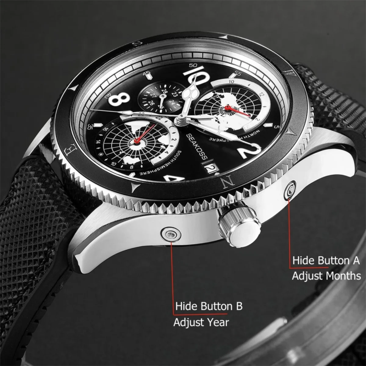 SEAKOSS Men's 100m Diver Auto 24-Hour Luminous Sapphire 4