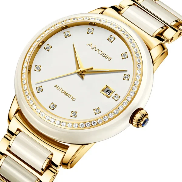 AIVASEE Hetian Business Jade Automatic Stainless Steel Waterproof Watch 1