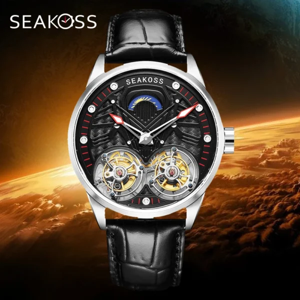 Luxury 1963 Pilot Skeleton Double Tourbillon Manual Watch 1