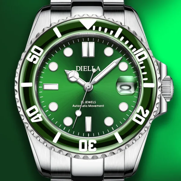 DIELLA Luxury Green Water Ghost Jade Automatic Business Sapphire Watch 1