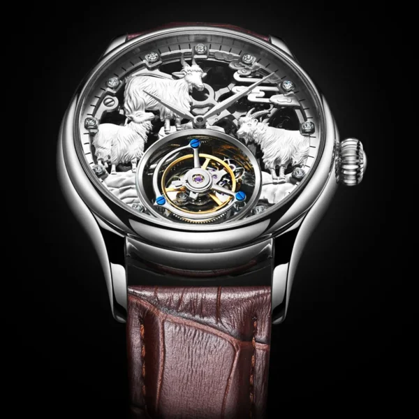 New Zodiac Sheep Skeleton Tourbillon Top Brand Luxury Watch 1