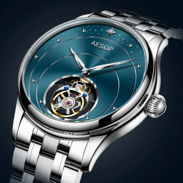 AESOP Luxury Skeleton Tourbillon Diamond Manual Sapphire Watch 1