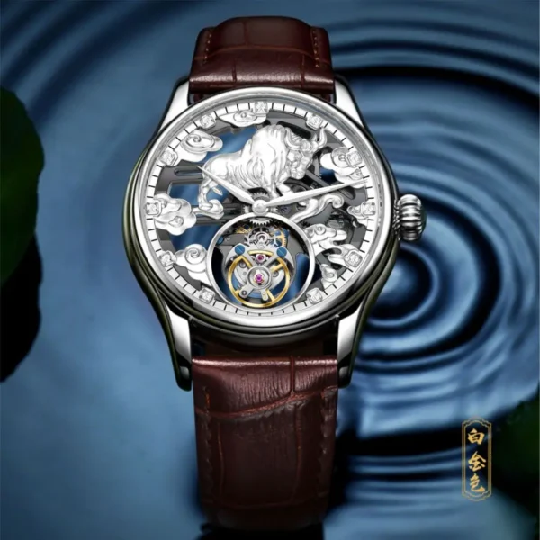 AESOP Zodiac Gold Tourbillon Skeleton Luminous Watch 1