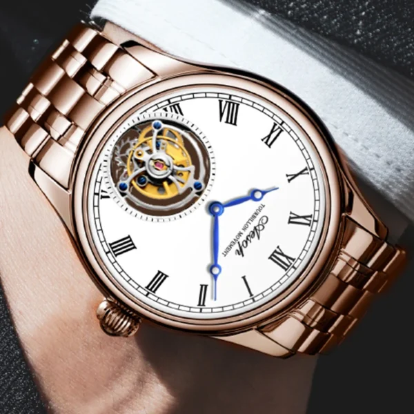 AESOP 7021 Sapphire Flying Tourbillon Luxury Skeleton Waterproof Watch 1