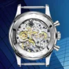RED STAR Vintage Mens Chronograph Hand Winding Watch 1963 Seagull Movement Acrylic/Sapphire Deep Blue Pilot Clock with Gooseneck 2