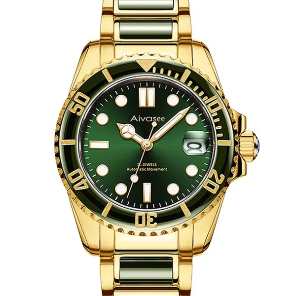 Aviasee Hetian Fashion Biyu Jade Automatic Calendar Luminous Sapphire Watch 1