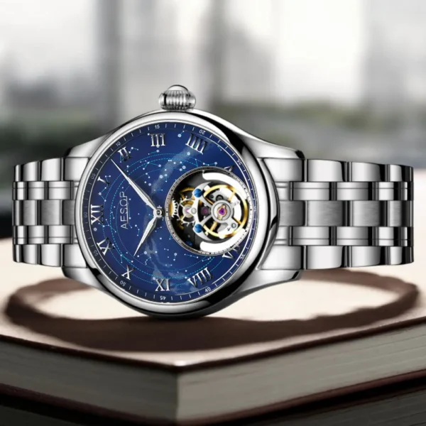 100% Original Star Sky Tourbillon Skeleton Real Sapphire Luxury Watch 2