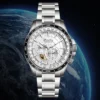 World Map GMT 3D Relief Automatic 50 Bar Sapphire Luminous Watch 5