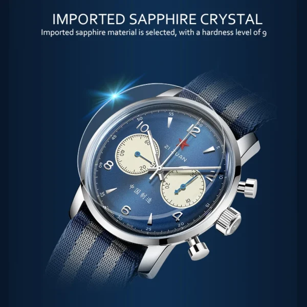 Red Star 42 mm Blue Panda Chronograph ST1901 Sapphire 2