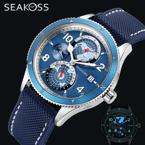 SEAKOSS Men's 100m Diver Auto 24h Luminous Sapphire
