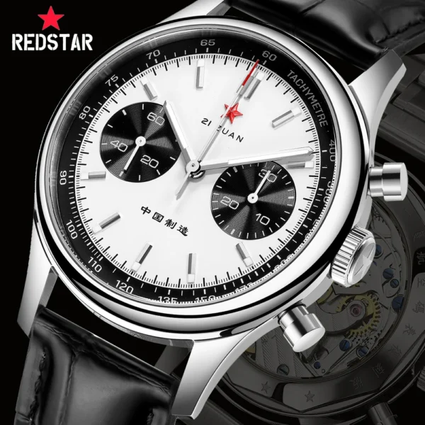 Red Star Panda 1963 Men’s Mechanical Pilot Chronograph 40mm Sapphire