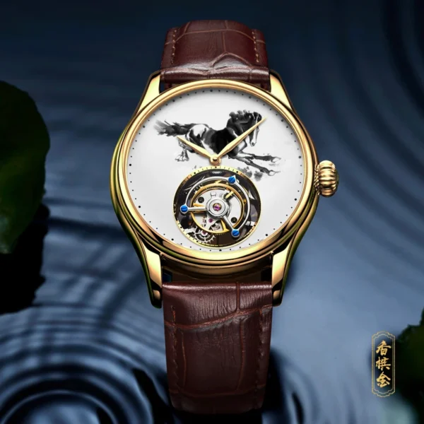 Exclusive Zodiac Horse Tourbillon Skeleton 5ATM Waterproof Watch 1