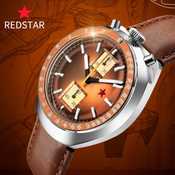Red Star 1963 Bullhead Military Chronograph 42 mm ST1901 Luminous 1