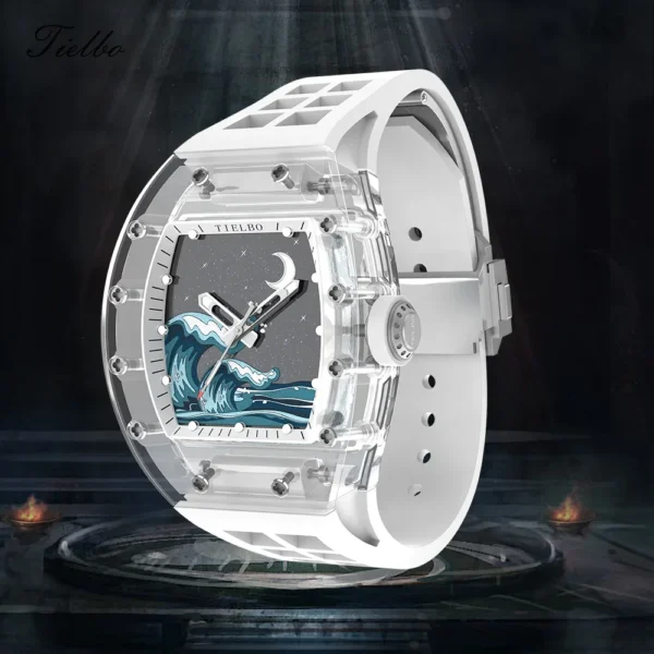 TIELBO Crystal Skeleton Automatic Sapphire Diamond Luminous Watch 1