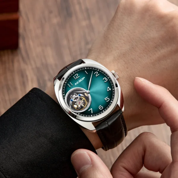 AESOP Real Luxury Tourbillon Skeleton Sapphire Aurora Dial 2