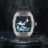 TIELBO Crystal Skeleton Automatic Sapphire Diamond Luminous Watch 3