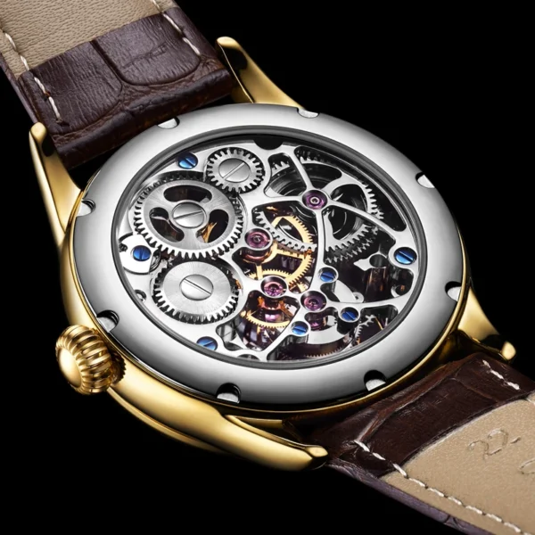 Gold Zodiac Horse Full Skeleton Luxury Tourbillon Sapphire Watch 2