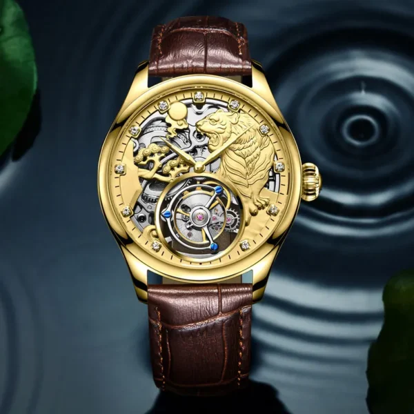 Super Zodiac Tiger Skeleton Tourbillon Hand-Wind Luxury Sapphire 1