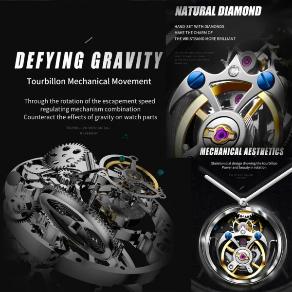 AESOP Signature Skeleton Tourbillon Manual Sapphire Steel Watch 2