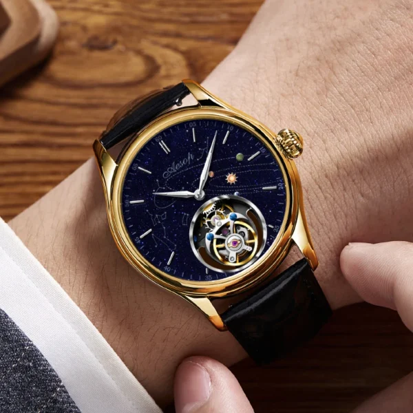 AESOP Top Brand Gold Star Sky Tourbillon Luxury Sapphire Pilot Watch 2